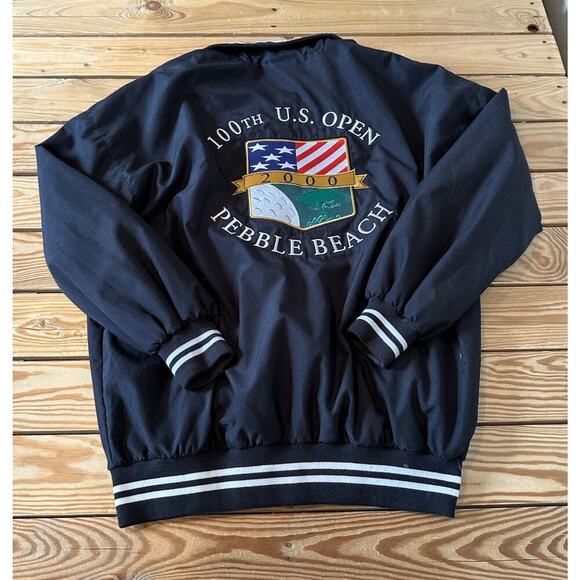 Slazenger Varsity Jacket Size Medium Men’s Black 100th US Open Pebble Beach - Picture 2 of 7